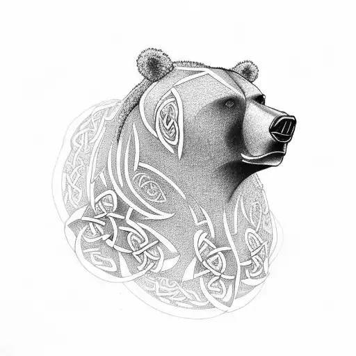celtic bear head sideview tattoo design idea