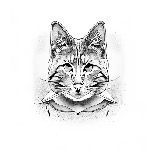 bold angry cat with big ears tattoo design idea