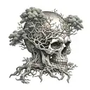 skull and yggdrasil tattoo design idea