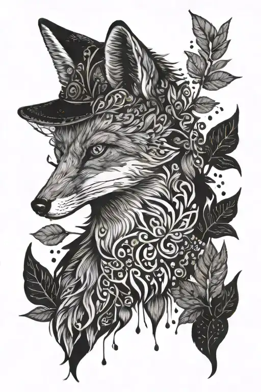 fox and a crow tattoo design idea