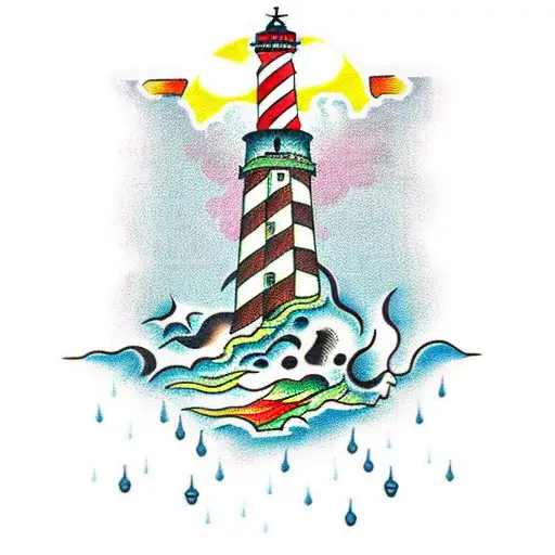 lighthouse with anchor in ecuador tattoo design idea