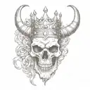 devil skull wearing a crown tattoo design idea