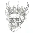 devil skull wearing a crown tattoo design idea