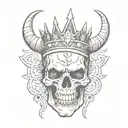devil skull wearing a crown tattoo design idea