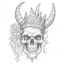 devil skull wearing a crown tattoo design idea
