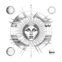  sun, Jupiter, Saturn, Mercury, Venus, Earth, Mars. tattoo design idea
