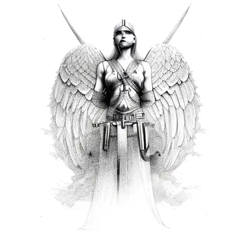 warrior angel tattoo design idea
