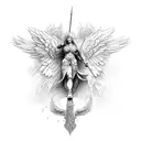 warrior angel tattoo design idea