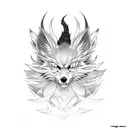 nine-tailed fox kurama with visible tails behind, angry face tattoo design idea