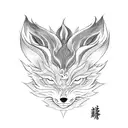 nine-tailed fox kurama with visible tails  tattoo design idea