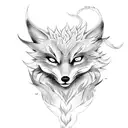 nine-tailed fox kurama with visible tails  tattoo design idea