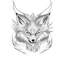 nine-tailed fox kurama with visible tails  tattoo design idea