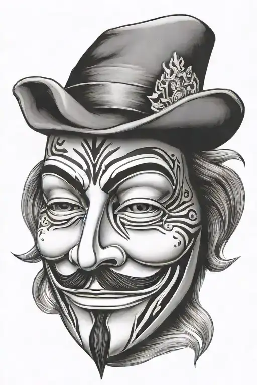 Guy Fawkes Mask tattoo design idea