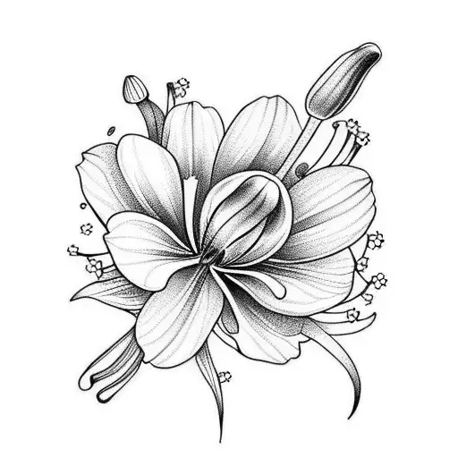 birth flower tattoo with Lily of the valley flower and cosmos flower tattoo design idea