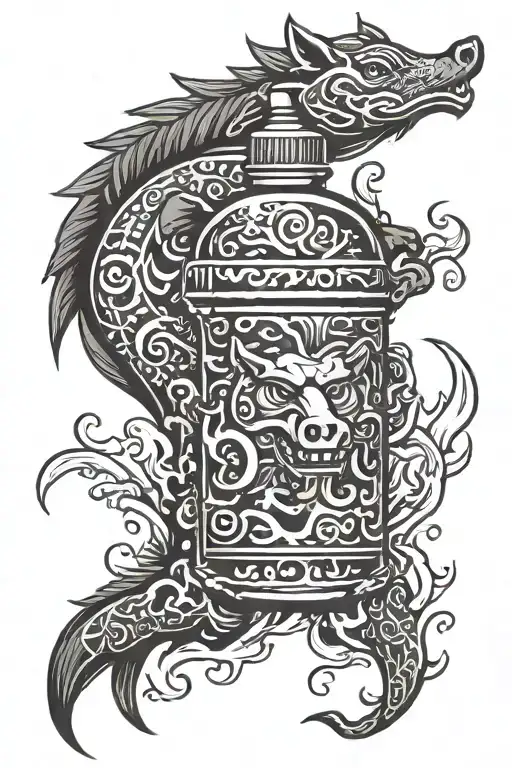 hog wash bottle tattoo design idea