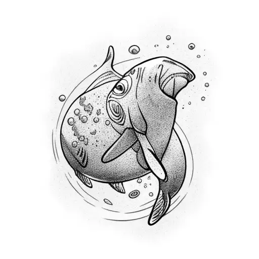 underwater happy orca tattoo design idea