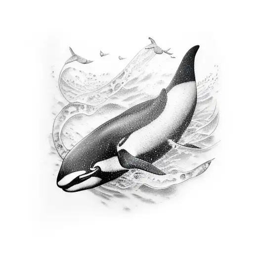 underwater smiling orca tattoo design idea