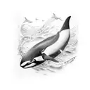 underwater smiling orca tattoo design idea