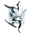 underwater smiling orca tattoo design idea