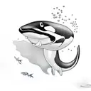 underwater smiling orca tattoo design idea