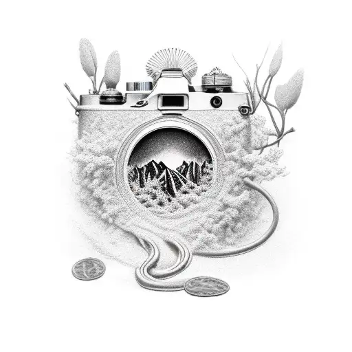 triathlon nature scene tattoo design idea