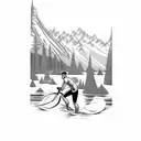 swimmer bicycle runner lake mountain road tattoo design idea