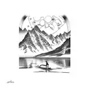 swimmer bicycle runner lake mountain road tattoo design idea