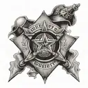 A black-grey tattoo of a sheriff's badge with a football in the center, blending your occupation as a sheriff's deputy with your love for football tattoo design idea