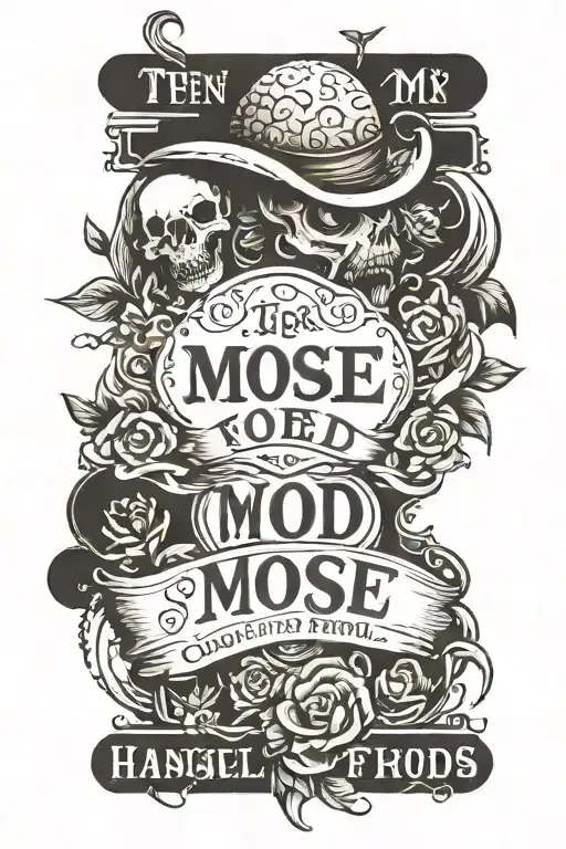 mose with ten word quote tattoo design idea