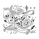 muse in simple, cursive font tattoo design idea