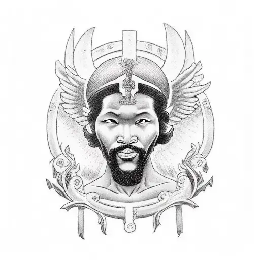 black jesus ressurection angels tattoo design idea
