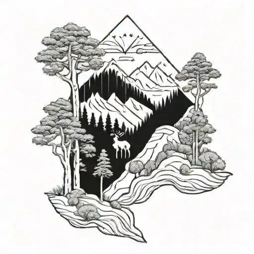 pine forest, southern France, mountains, summit cross, hiking trail, savannah, dead animals tattoo design idea