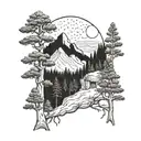 pine forest, southern France, mountains, summit cross, hiking trail, savannah, dead animals tattoo design idea