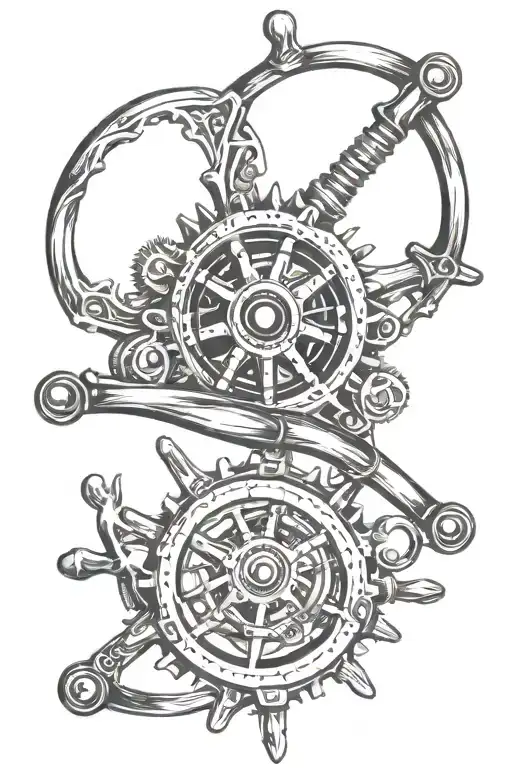 steering wheel and gear column tattoo design idea