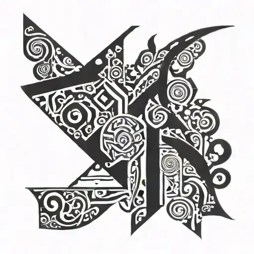 names Sven, Christine, Abigail, Kimberly should be interwoven but still legible black & white. initials more conspicuous tattoo design idea