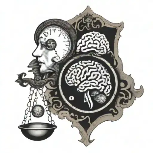 An scale with a brain in one side and heart in other side tattoo design idea