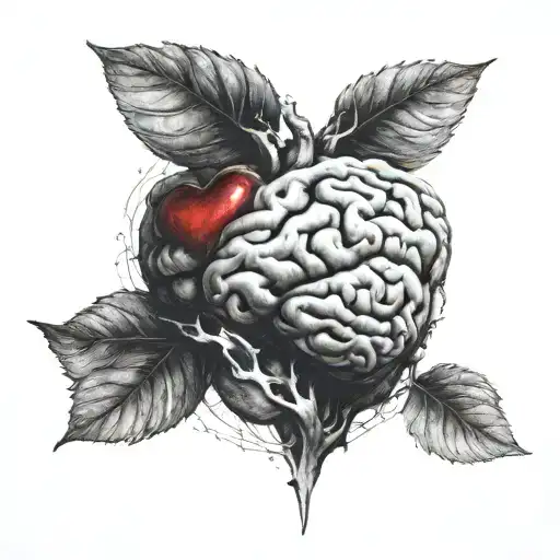 an simple scale that have a brain on one bottom of it and a heart on other bottom of it tattoo design idea