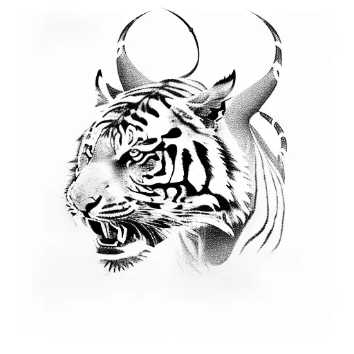 tiger and chinese dragon fighting.  the dragon is wrapped around the tiger tattoo design idea