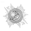 dragon back + sun + moon tattoo design idea