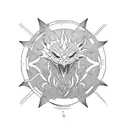 dragon back + sun + moon tattoo design idea