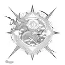 dragon back + sun + moon tattoo design idea