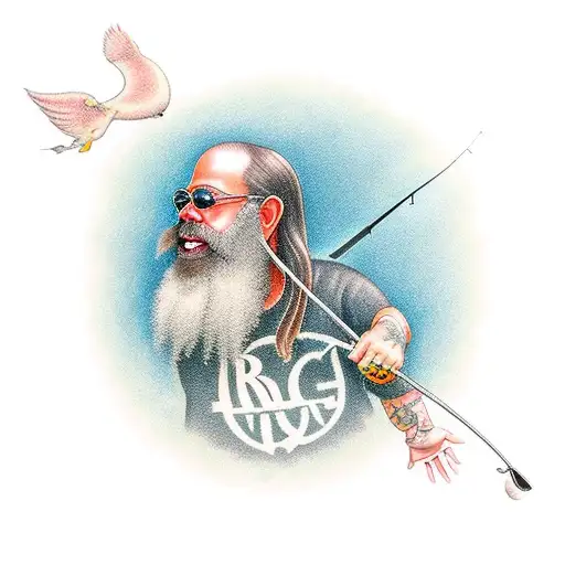 Rick Rubin fishing in the river of intimate knowledge  tattoo design idea