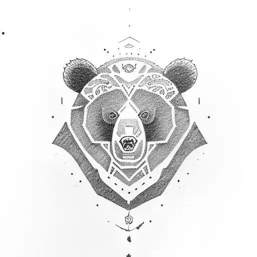 bear with cubs tattoo design idea