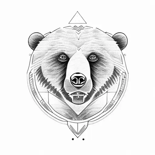 bear with cubs family tattoo design idea