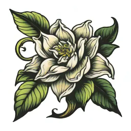 gardenia flower intertwined tattoo design idea