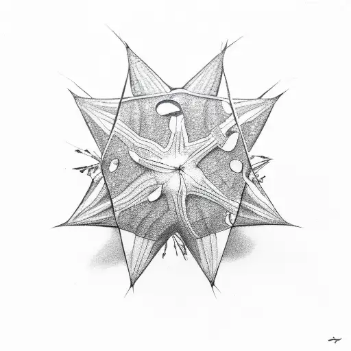 halfmoon pinetree stars tattoo design idea