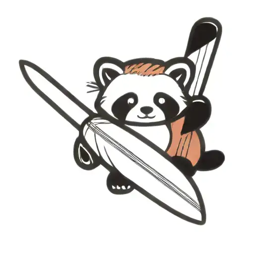 red panda holding a surfboard tattoo design idea