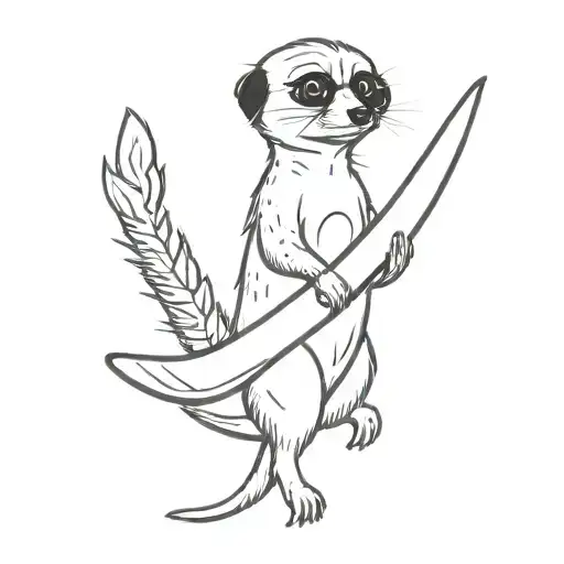 meerkat holding a surfboard on right side tattoo design idea