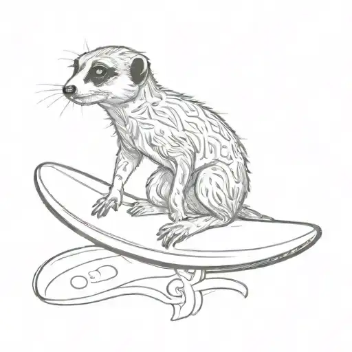 meerkat holding surfboard tattoo design idea