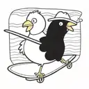 chicken holding surfboard tattoo design idea